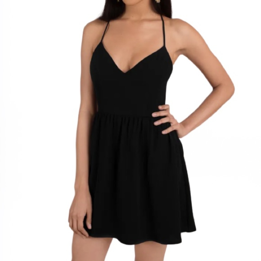 Tobi Black Backless Skater Dress